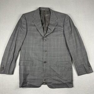 Ermenegildo Zegna Blazer Mens 42R Gray 100% Wool 15 Milmil 15 Plaid 3 Button